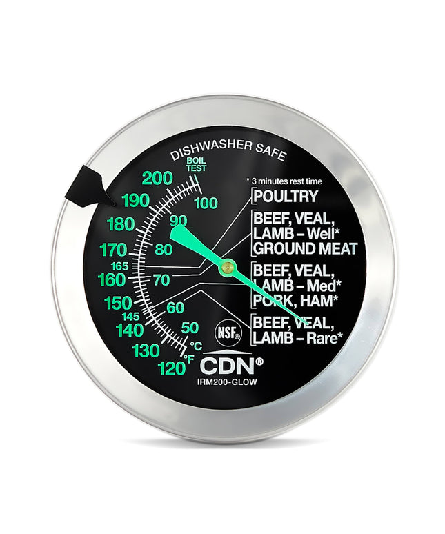 Nhiệt Kế Đo Thịt CDN Mặt Đồng Hồ 5 cm Que Cắm 12.7 cm 120 Đến 200°F (IRM200-GLOW)