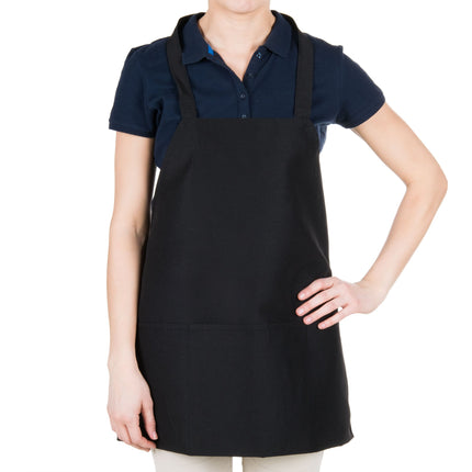 Tạp dề yếm polyester có thể tùy chỉnh Chef Revival đen, 3 túi