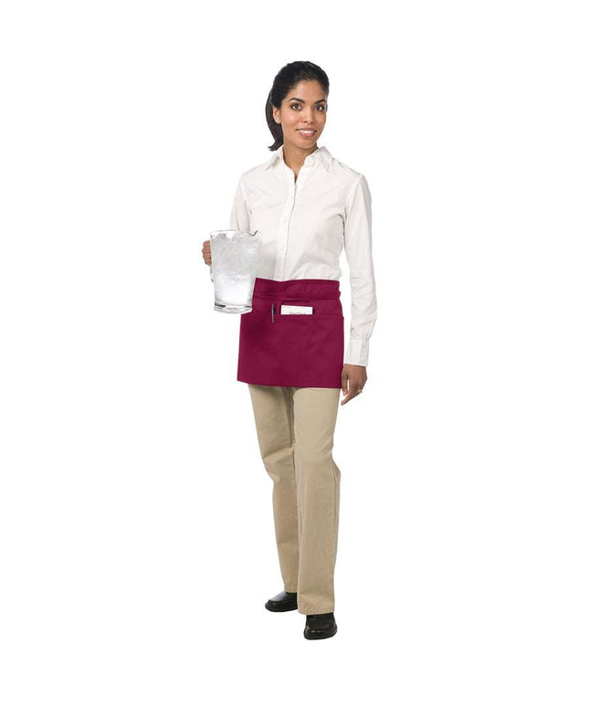 Tạp dề nửa thân vải poly-cotton có thể tùy chỉnh Chef Revival đỏ mận, 3 túi