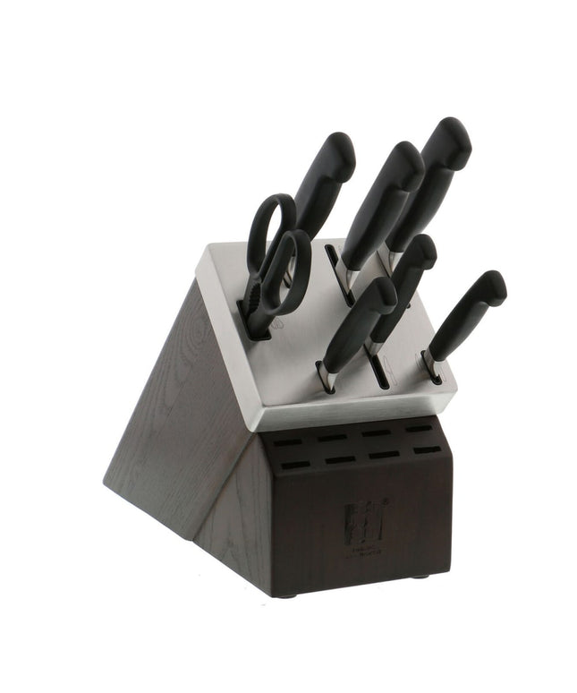 Bộ Dao Zwilling 1018643 Four Star 8 Món Kèm Khối Gỗ Óc Chó Tự Mài