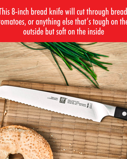Dao Cắt Bánh Mì Zwilling 1002801 20.3 cm Cán Nhựa Đen Thép Không Gỉ Carbon Cao