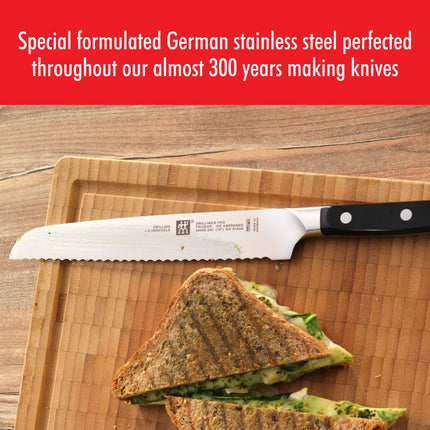 Dao Cắt Bánh Mì Zwilling 1002801 20.3 cm Cán Nhựa Đen Thép Không Gỉ Carbon Cao