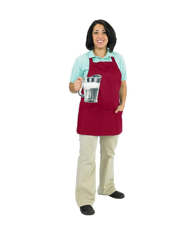 Tạp dề yếm ngắn vải poly-cotton có thể tùy chỉnh Chef Revival đỏ mận, 1 túi