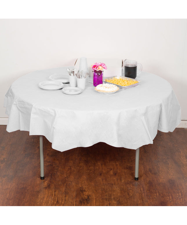 Khăn phủ bàn giấy/nhựa tròn OctyRound màu trắng Creative Converting 923272 208 cm - Thùng 12 cái
