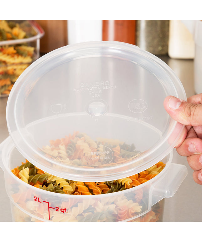 Nắp hộp đựng thực phẩm nhựa PP tròn trong mờ Cambro 1,9 và 3,8 lít - Thùng 12 cái