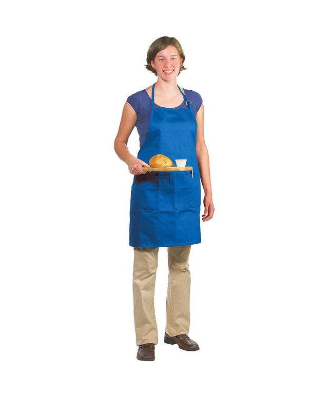 Tạp dề yếm dài vải poly-cotton có thể tùy chỉnh Chef Revival xanh royal, 1 túi