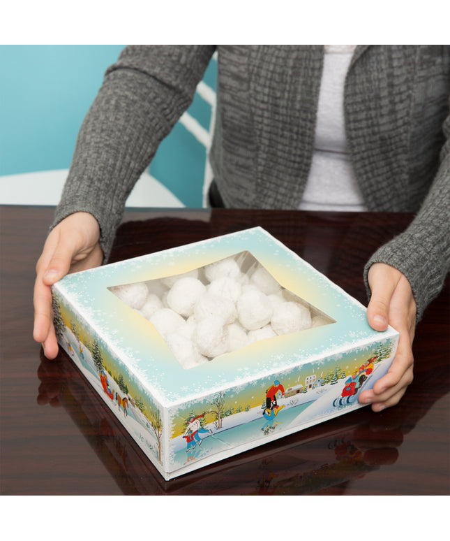 Hộp bánh có cửa sổ họa tiết mùa đông Southern Champion 23 x 23 x 6 cm - Bó 150 cái
