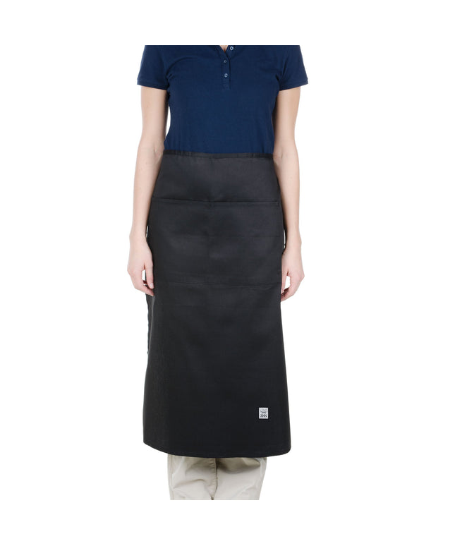 Tạp dề bistro dài vải poly-cotton có thể tùy chỉnh Chef Revival đen, 2 túi