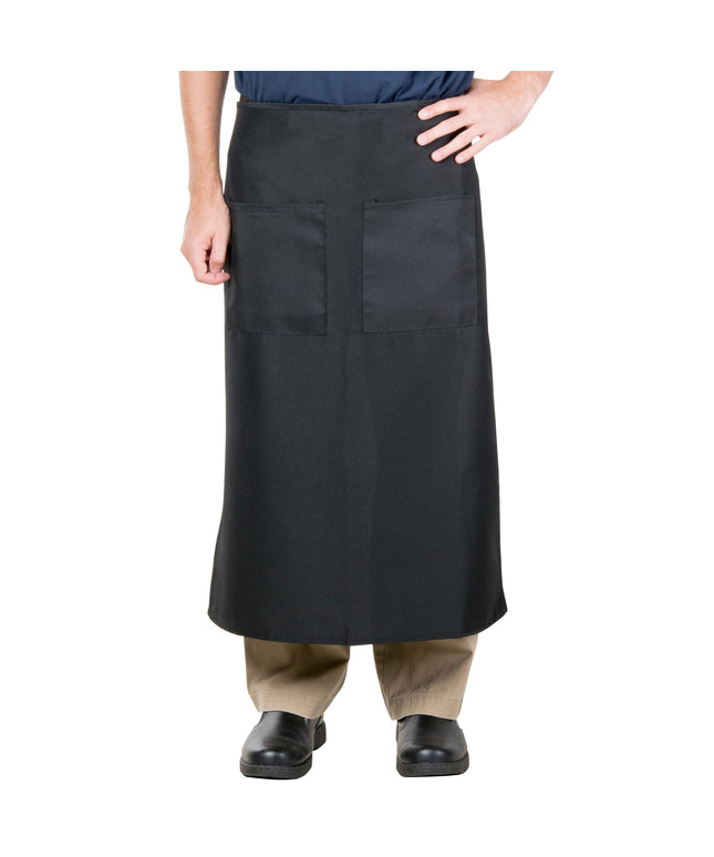 Tạp dề bistro vải poly-cotton Intedge đen, 2 túi