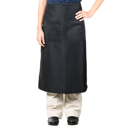 Tạp dề bistro vải poly-cotton Intedge đen, 2 túi