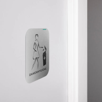 AIR-WOLF | Commercial door sign “Female hygiene” - Self-adhesive - Stainless steel