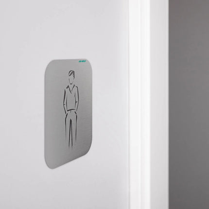 AIR-WOLF | Commercial door sign “Gents” - Self-adhesive - Stainless steel