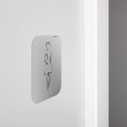 AIR-WOLF | Commercial door sign “Ladies” - Self-adhesive - Stainless steel