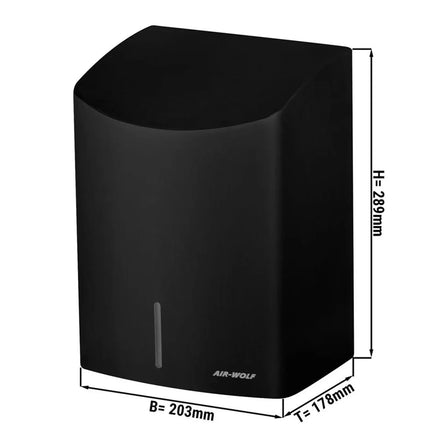 AIR-WOLF | Commercial Hands-In Automatic Hand Dryer – Matte Black Stainless Steel-10–15 s dry time-HEPA filter-Drip tray