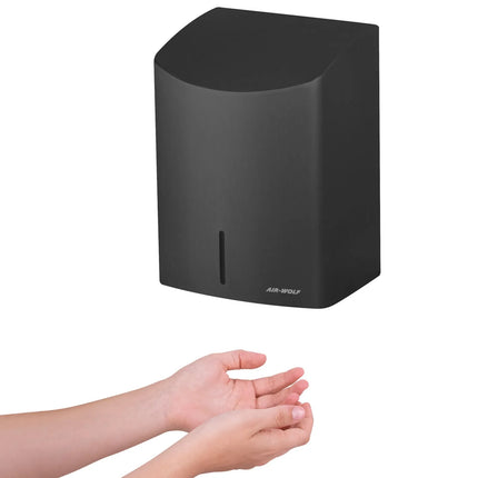 AIR-WOLF | Commercial Hands-In Automatic Hand Dryer – Matte Black Stainless Steel-10–15 s dry time-HEPA filter-Drip tray