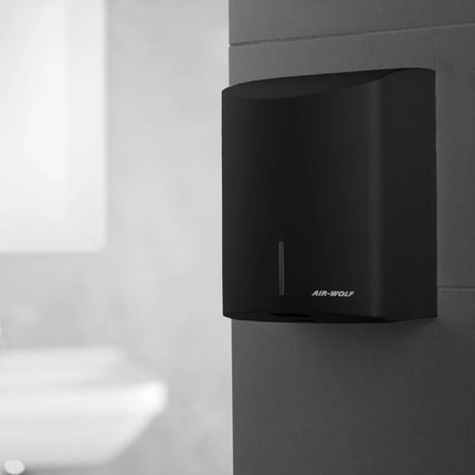 AIR-WOLF | Commercial Hands-In Automatic Hand Dryer – Matte Black Stainless Steel-10–15 s dry time-HEPA filter-Drip tray