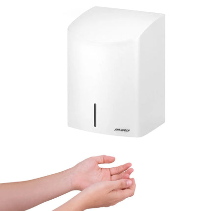 AIR-WOLF | Commercial Hands-In Automatic Hand Dryer – White Stainless Steel-10–15 s dry time-HEPA filter-Drip tray