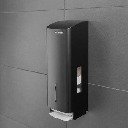 AIR-WOLF | Commercial Toilet Roll Dispenser – 3-Roll - Stainless Steel - Black - Wall Mounted