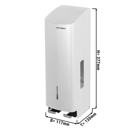 AIR-WOLF | Commercial Toilet Roll Dispenser – 3-Roll - Stainless Steel - White - Wall Mounted
