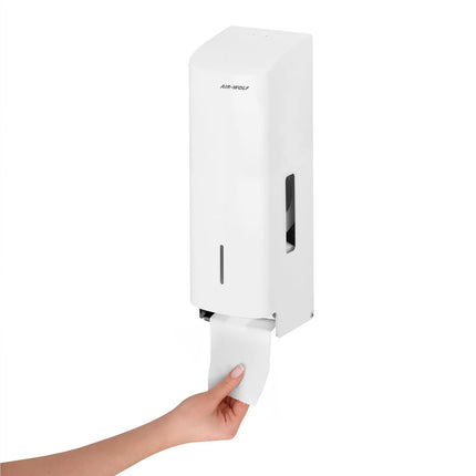 AIR-WOLF | Commercial Toilet Roll Dispenser – 3-Roll - Stainless Steel - White - Wall Mounted