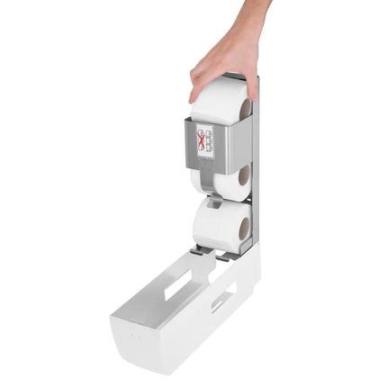 AIR-WOLF | Commercial Toilet Roll Dispenser – 3-Roll - Stainless Steel - White - Wall Mounted