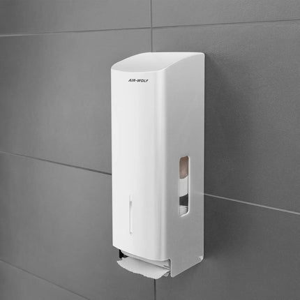 AIR-WOLF | Commercial Toilet Roll Dispenser – 3-Roll - Stainless Steel - White - Wall Mounted