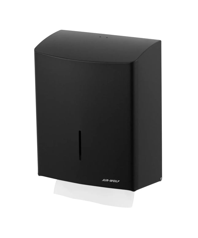 AIR-WOLF | Commercial Wall Mounted Stainless Steel Paper Towel Dispenser – Black - C/Z-Fold