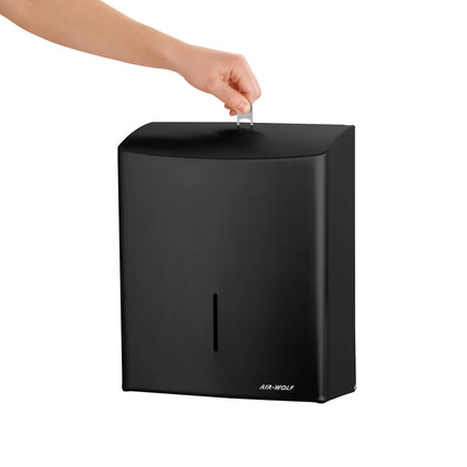 AIR-WOLF | Commercial Wall Mounted Stainless Steel Paper Towel Dispenser – Black - C/Z-Fold