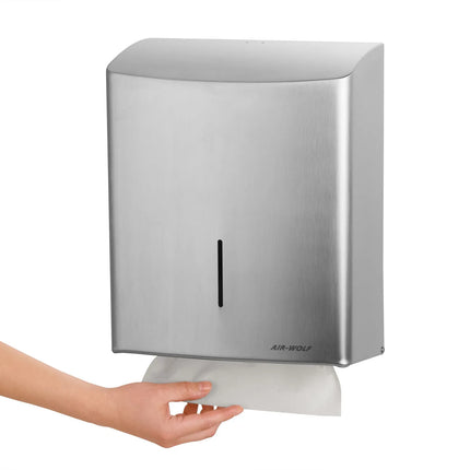 AIR-WOLF | Commercial Wall Mounted Stainless Steel Paper Towel Dispenser – Stainless Steel - C/Z-Fold