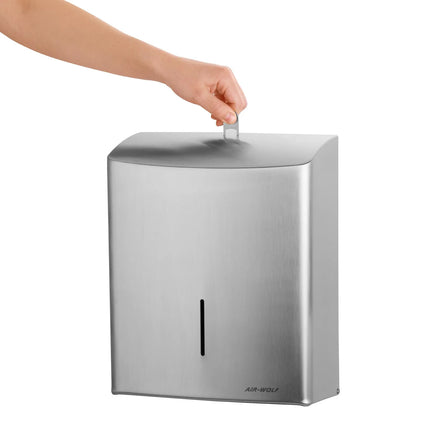 AIR-WOLF | Commercial Wall Mounted Stainless Steel Paper Towel Dispenser – Stainless Steel - C/Z-Fold