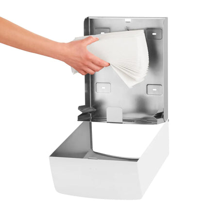 AIR-WOLF | Commercial Wall Mounted Stainless Steel Paper Towel Dispenser – White - C/Z-Fold
