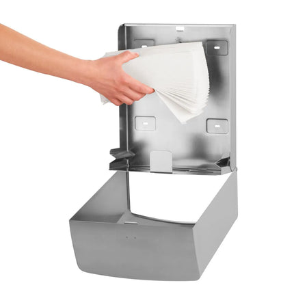AIR-WOLF | Commercial Wall Mounted Stainless Steel Paper Towel Dispenser – Stainless Steel - C/Z-Fold