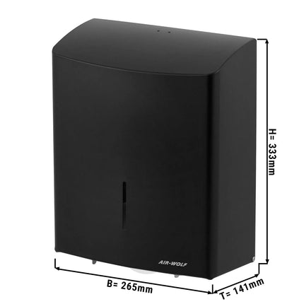 AIR-WOLF | Duplex Paper Roll Dispenser – wall-mounted - stainless steel - matte black - 3 rolls/1 jumbo