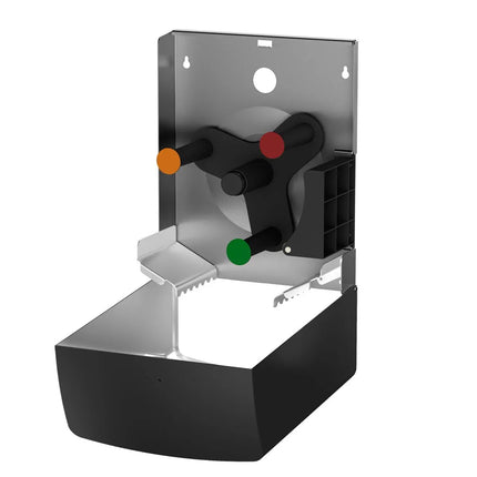 AIR-WOLF | Duplex Paper Roll Dispenser – wall-mounted - stainless steel - matte black - 3 rolls/1 jumbo