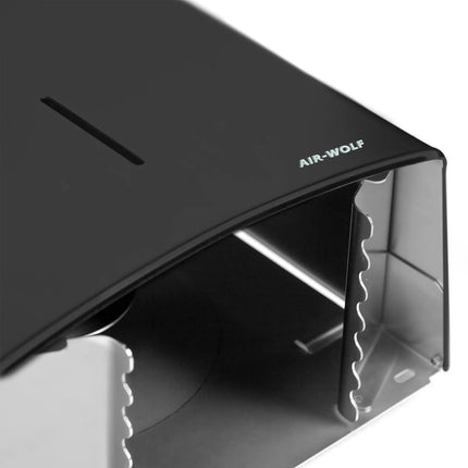 AIR-WOLF | Duplex Paper Roll Dispenser – wall-mounted - stainless steel - matte black - 3 rolls/1 jumbo