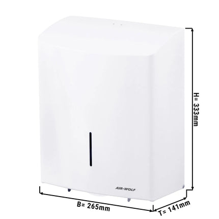 AIR-WOLF | Duplex Paper Roll Dispenser – wall-mounted - stainless steel - white - 3 rolls/1 jumbo