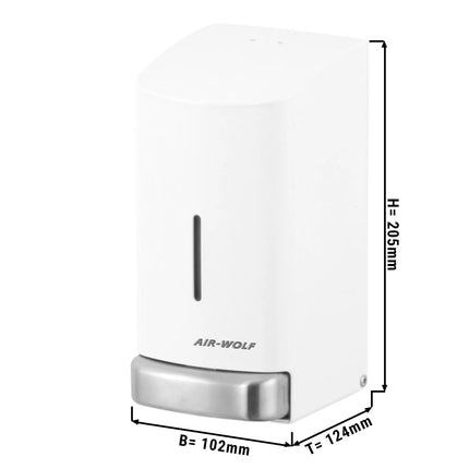 AIR-WOLF | Soap & Disinfectant Dispenser – Wall Mounted - Manual - 800 ml - Stainless - White - 102×124×208 mm