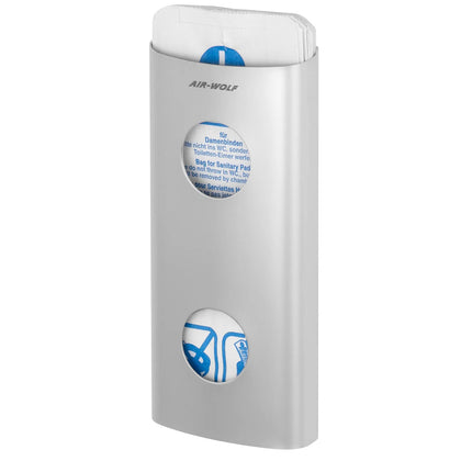 AIR-WOLF | Wall-Mounted Sanitary Bag Dispenser – Stainless Steel - 25 Bag Capacity