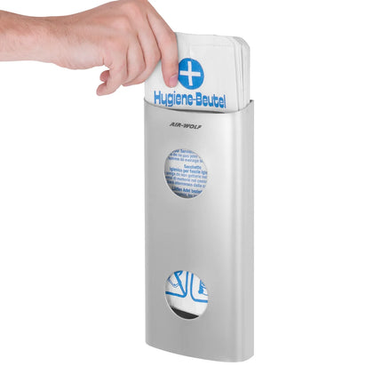 AIR-WOLF | Wall-Mounted Sanitary Bag Dispenser – Stainless Steel - 25 Bag Capacity