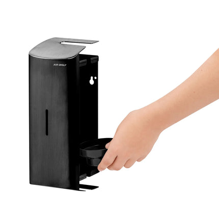 AIR-WOLF | Wall Mounted Toilet Brush Holder – Matte Black Stainless, Closed Front, Removable Liner