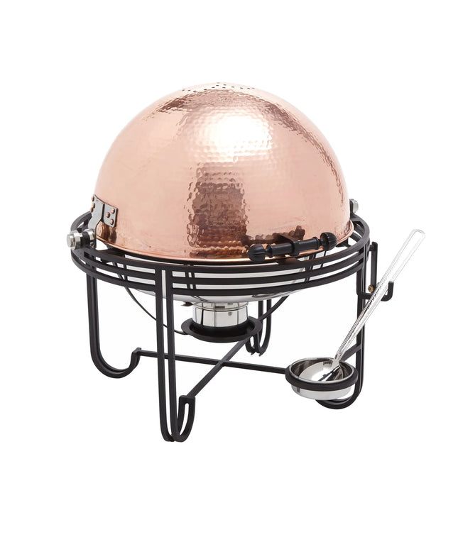 American Metalcraft MESA91C 6 qt. Round Chafer w/Roll-top Lid & Chafing Fuel Heat, Copper Finish