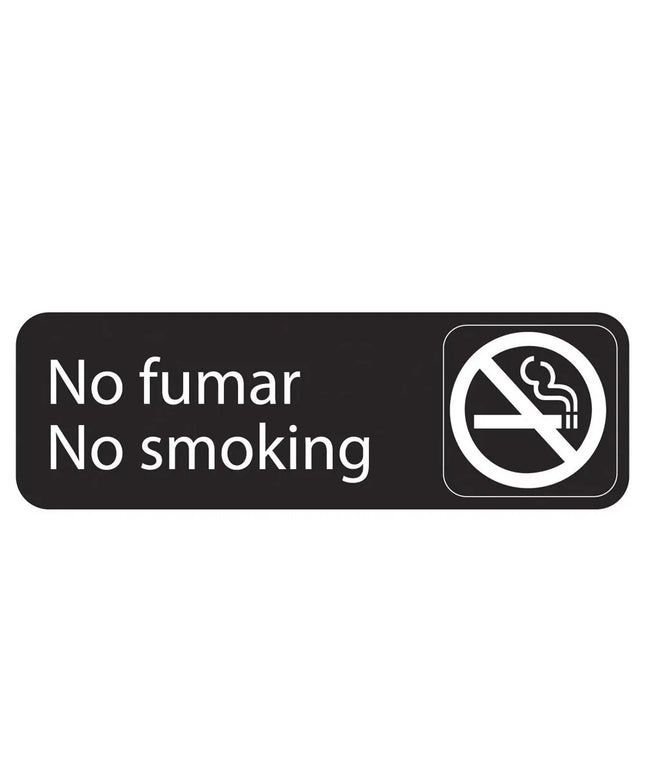 Bảng Hiệu No Fumar/Cấm Hút Thuốc Vollrath 4589 - 7.6 x 22.9 cm Chữ Trắng Nền Đen
