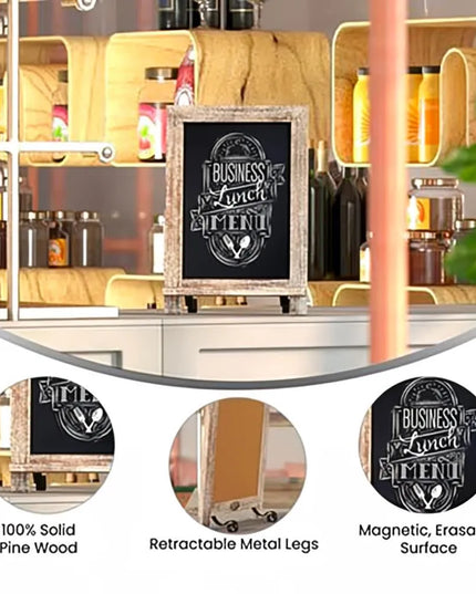 Bảng Hiệu Phấn Có Chân Flash Furniture 10-HFKHD-GDI-CRE8-322315-GG - Bộ 10 Cái, Rộng 24.1 cm x Cao 35.6 cm, Khung Gỗ Thông, Màu Nâu