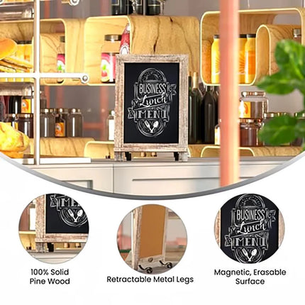 Bảng Hiệu Phấn Có Chân Flash Furniture 10-HFKHD-GDI-CRE8-322315-GG - Bộ 10 Cái, Rộng 24.1 cm x Cao 35.6 cm, Khung Gỗ Thông, Màu Nâu