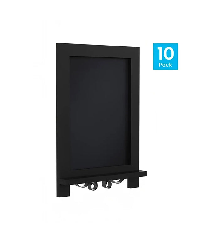 Bảng Hiệu Phấn Có Chân Flash Furniture 10-HFKHD-GDIS-CRE8-222315-GG - Bộ 10 Cái, Rộng 24.1 cm x Cao 35.6 cm, Khung Gỗ Thông, Màu Đen