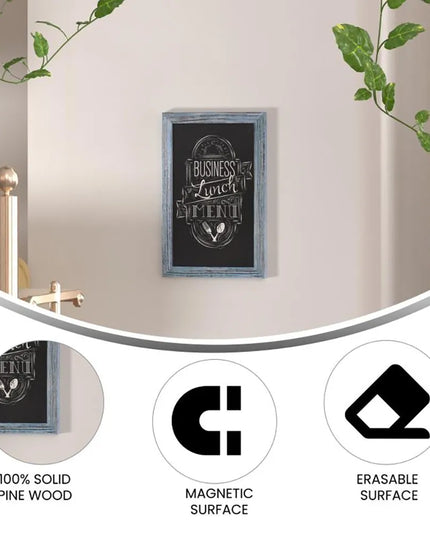 Bảng Hiệu Phấn Treo Tường Flash Furniture HGWA-GDIS-CRE8-562315-GG - Rộng 27.9cm x Cao 43.2cm, Khung Gỗ Thông, Xanh Mộc Mạc
