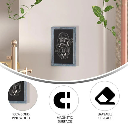 Bảng Hiệu Phấn Treo Tường Flash Furniture HGWA-GDIS-CRE8-562315-GG - Rộng 27.9cm x Cao 43.2cm, Khung Gỗ Thông, Xanh Mộc Mạc