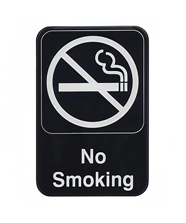 Bảng Hiệu Winco SGN-601 15.2 x 22.9 cm - Cấm Hút Thuốc - Chữ In Trắng Nền Đen