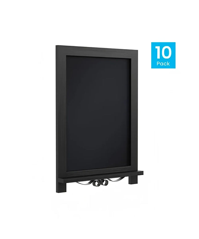 Bảng Phấn Flash Furniture 10-HFKHD-GDIS-CRE8-722315-GG Kèm Chân Đứng - Bộ 10 Cái, 30.5 x 43.2 cm, Khung Gỗ Thông, Màu Đen