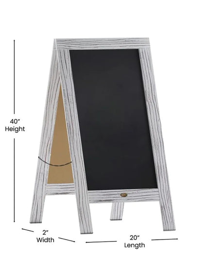 Bảng Phấn Hai Mặt Từ Tính Flash Furniture HGWA-GD1I-CRE8-842315-GG Kèm Giá Đỡ - 50.8 x 101.6 cm, Gỗ Thông, Màu Trắng